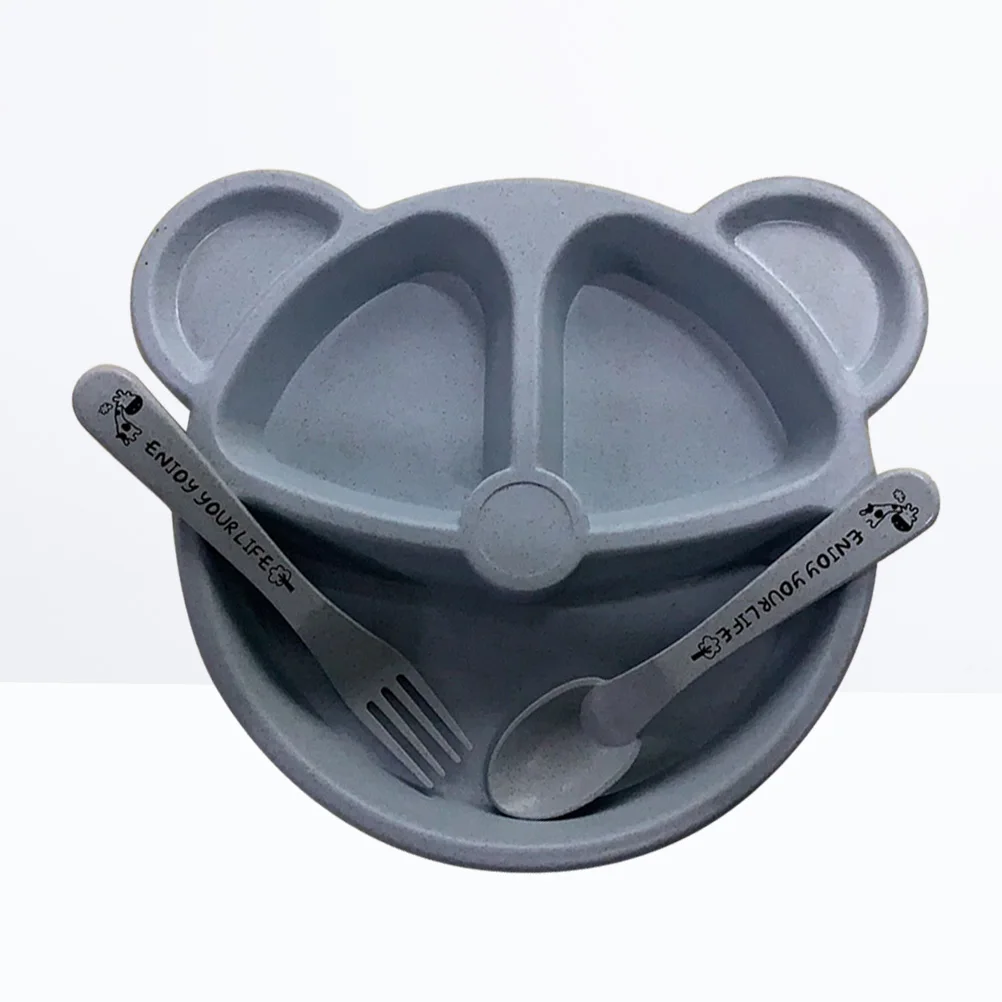 

3pcs Kids Dinner Plate Set Wheat Straw Material Divided Compartments Baby Tableware Toddler Feeding Bowls Easy Clean Safe