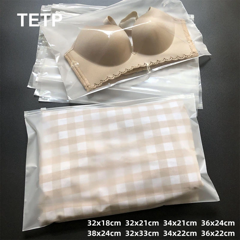 

TETP 50Pcs Frosted & Clear Horizontal Zipper Bags Home Travel Underwear Underpants Socks Handkerchief Swimsuit Storage Packaging