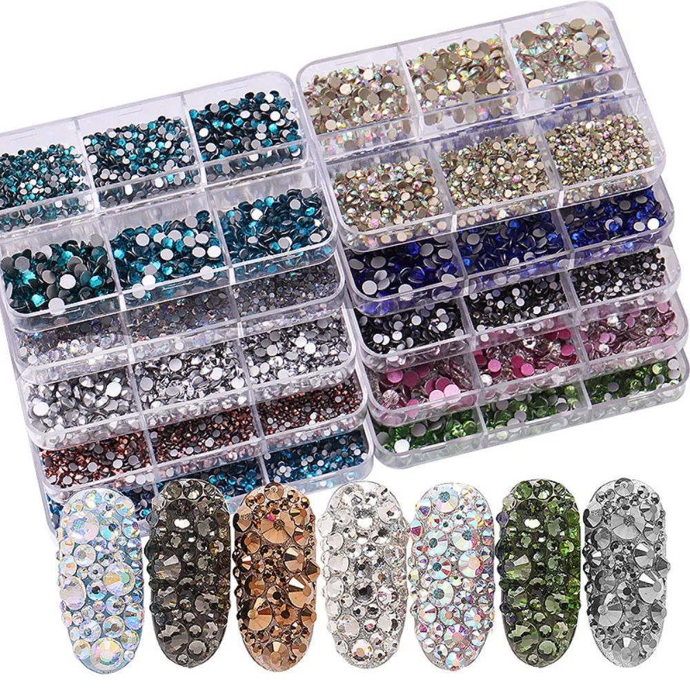 Boîte de bijoux pour ongles, perceuse à ongles astronomique plate, bricolage, violet, bleu, blanc, diamant coloré, besoin d'adhésif, bijoux pour cils, 6 pièces