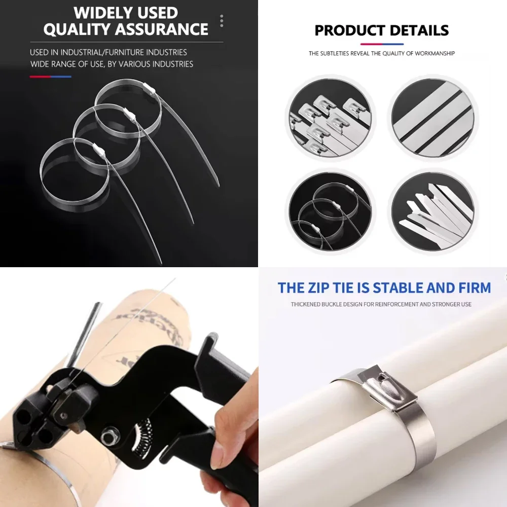Stainless Steel Cable Ties Exhaust Wrap Coated Locking Cable Ties Rustproof Cable Ties Fixed Fence Fastening Rings