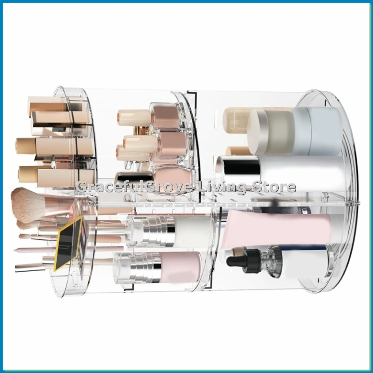 

Вращающийся на 360° органайзер для макияжа, органайзеры для ухода за кожей с прорезью, полка для хранения косметики с регулируемым слоем-ABFB
