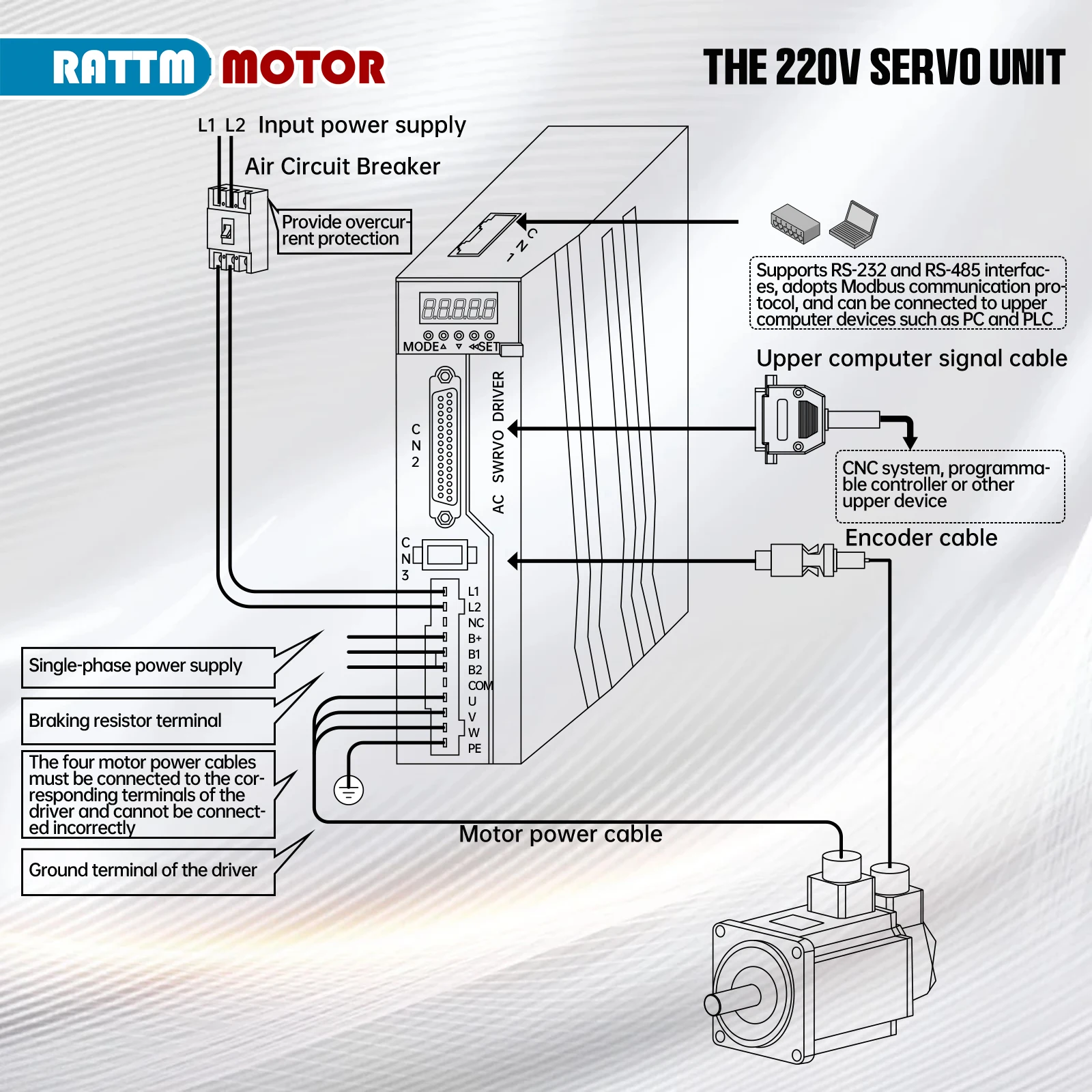 Imagem -05 - Kit de Conjunto de Servo Motor ca 750w 2.39nm Cnc Codificador Magnético ou Óptico Freio Mais Driver Cabo 3m