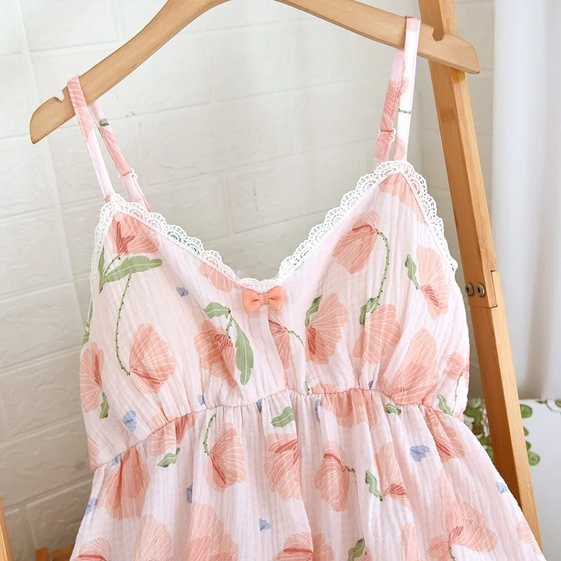 Pajamas Set For Women Spaghetti Strap Top and Shorts Set Cotton Sleepwear Floral Printed Cute Sweet Pajama Suit Nightwear Summer