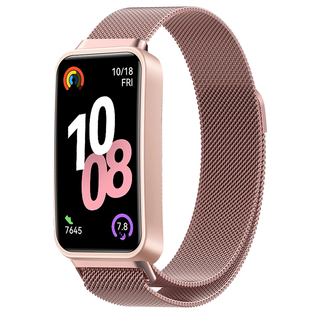 Milanese Metal Strap for Huawei Band 8 9 10 Bracelet Loop Band for Huawei Band 10 Magnetic Breathable Wristband Belt Accessories