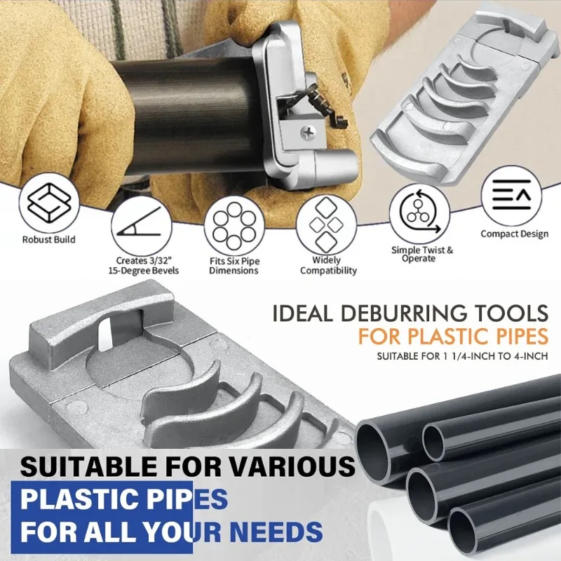 Plastic pipe deburring professional PVC reamer, seven pipe size 1-1/4 inch -4 inch reamer descent, corrosion-resistant