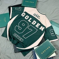 2026 New Women's Spring/Summer Y2K Fashion Casual Golden 97 Mesh Jersey Oversized Breathable Speed Drying Sports T-shirt 2