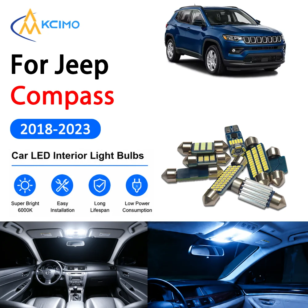 KCIMO Bright Light Bulb For Jeep Compass 2018-2023 Premium Interior Reading Mirror Two Colors Bulb Easy Install Safer Lights