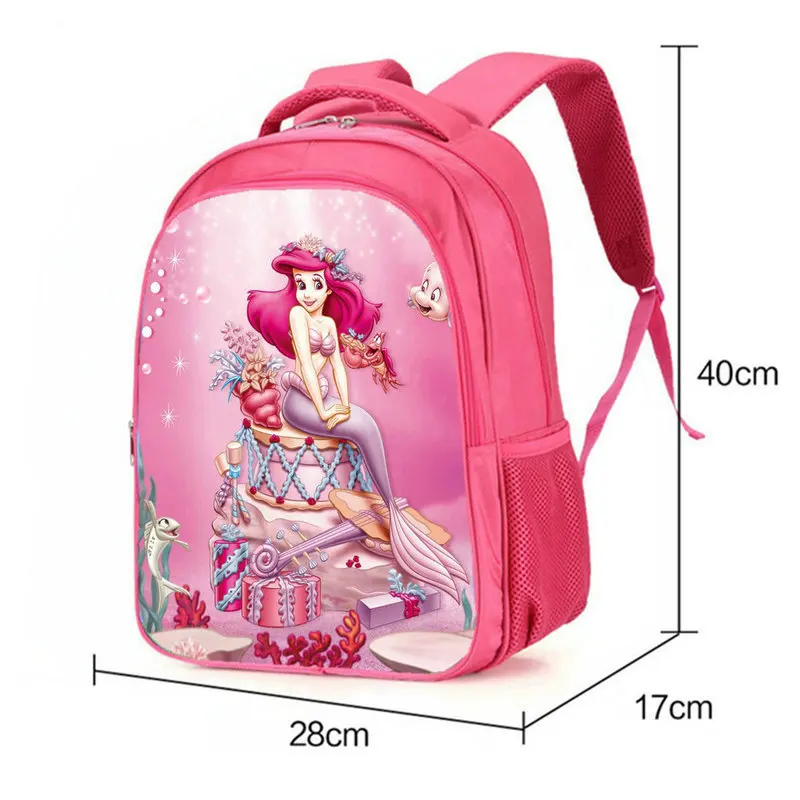 Mochila A Pequena Sereia Princesa, sacos escolares de nylon rosa para crianças, nova moda, bolsa Ariel para meninas