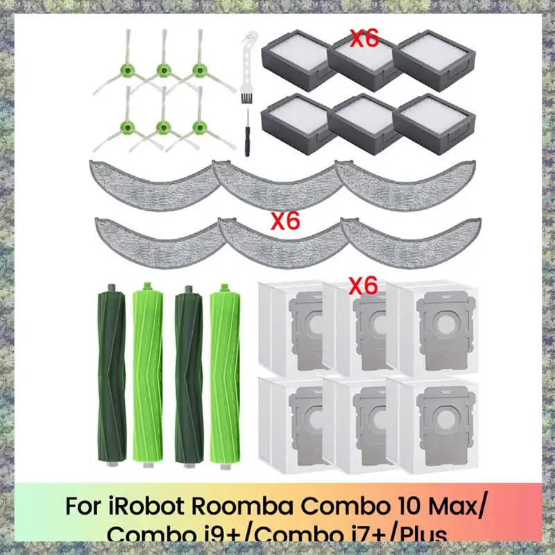 

WON For Irobot Roomba Combo 10 Max,Combo J9+,Combo J7+/Plus Vacuum Parts Rubber Brushes Mop Filters Side Brush Dust Bags