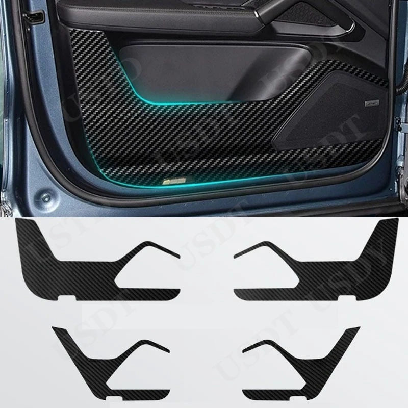 

4 шт. для Porsche Cayenne 2024 2023 2022 2021 2020 2018 кожаная наклейка из углеродного волокна, противоударная крышка, защита порога двери