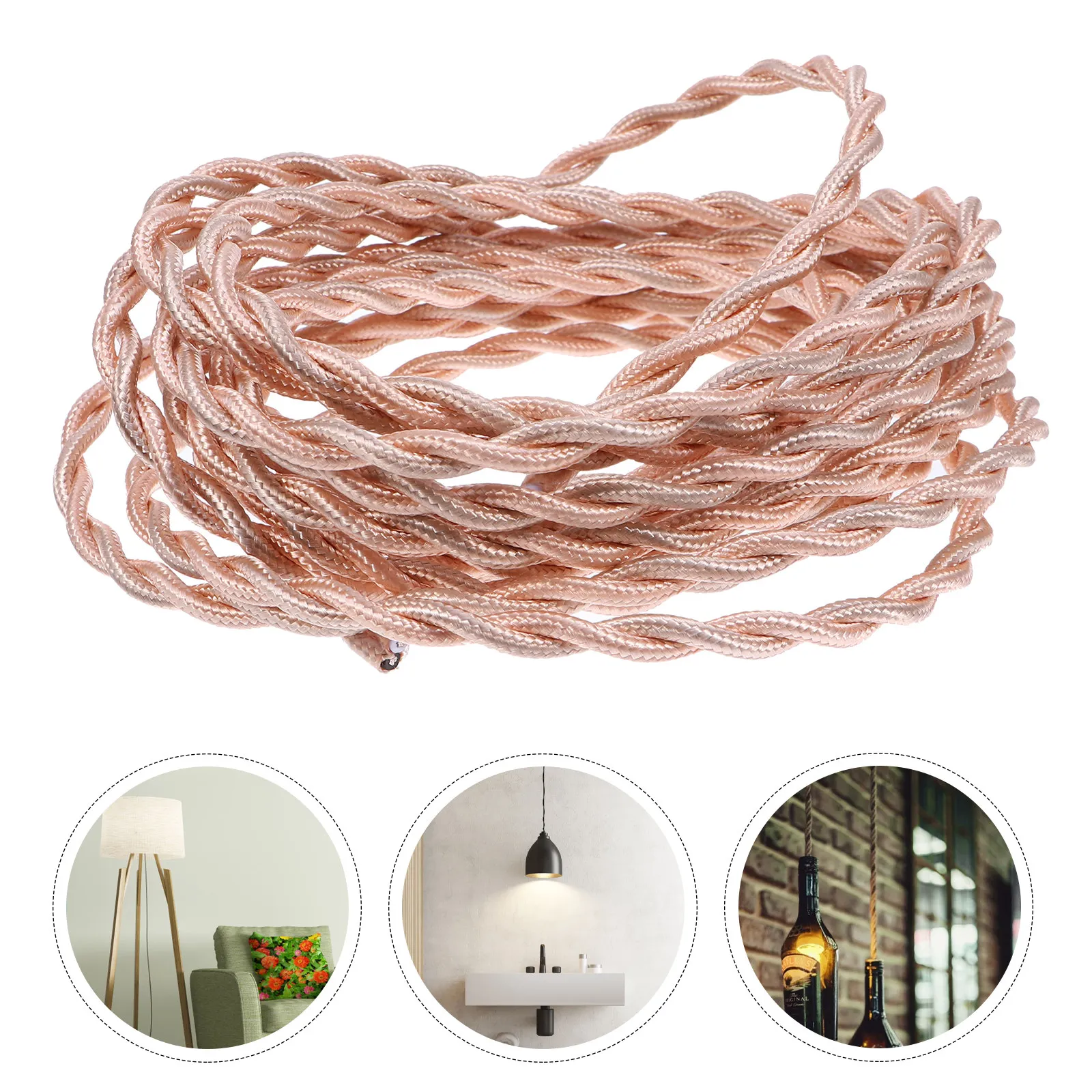 1 Roll Fabric Cloth Covered Power Cord 5M Vintage Copper Electrical Wire Twisted Lamp Wire DIY Accessories Electrical Cord