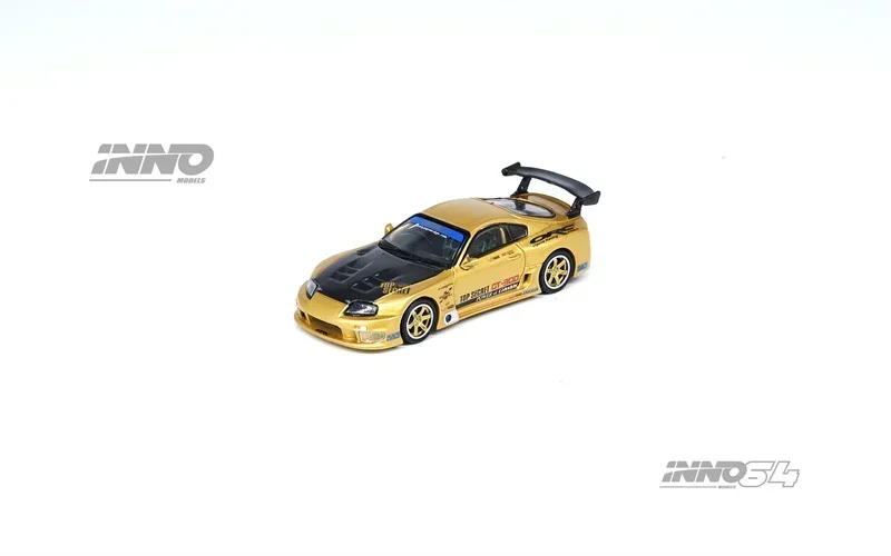 INNO 1:64 SUPRA (A80) TOP SECRET GT300 مجموعة نماذج سيارة مصبوبة ذهبية مصغرة