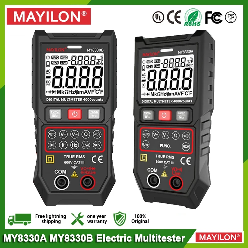 MAYILON Digital Multimeter MY8330A MY8330B Electric Multitester Voltage Detector Hz NCV LIVE Continuity Buzzer Multi Meter