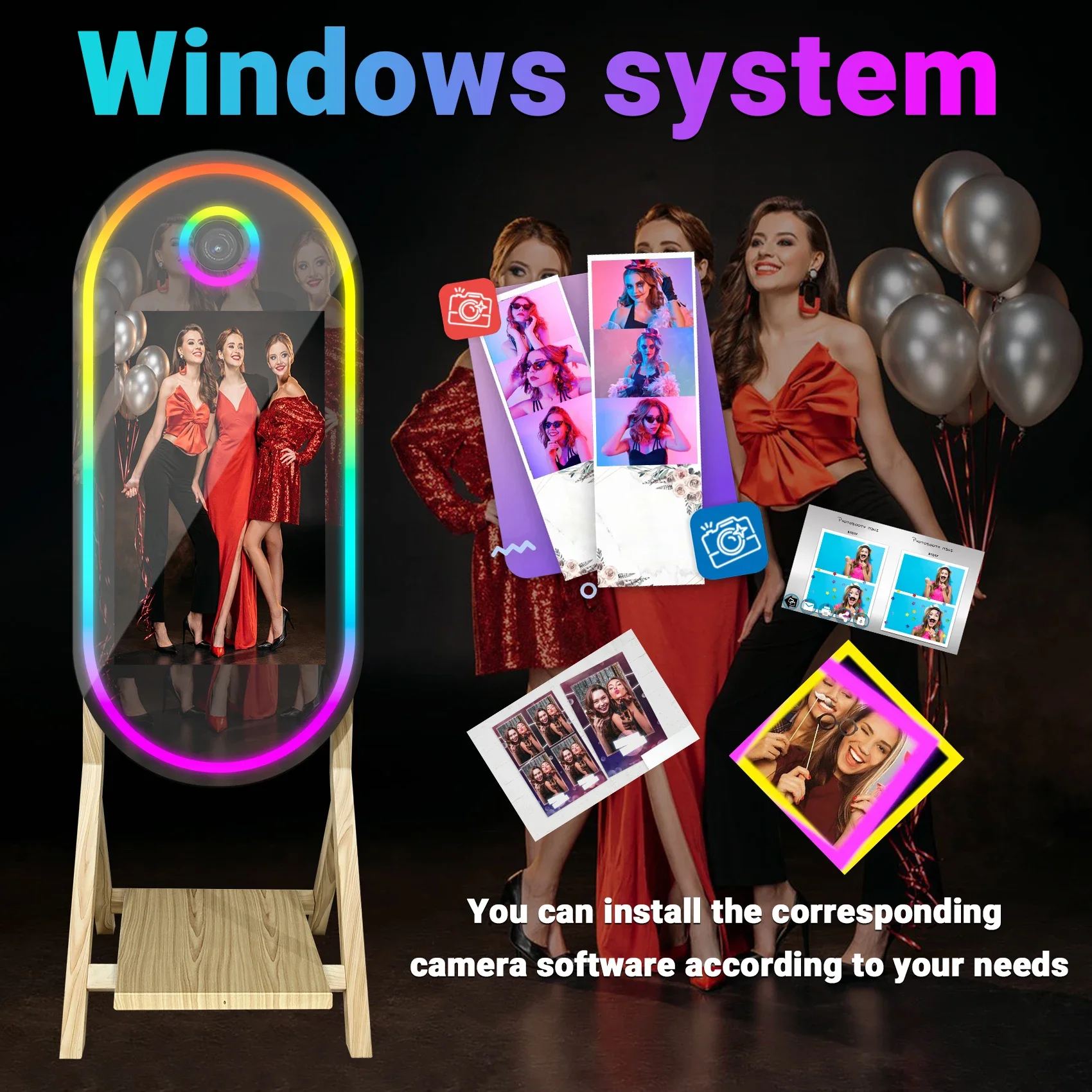 2025 مرآة سحرية كابينة تصوير كاميرا سيلفي خشبية DSLR كابينة تصوير شاشة تعمل باللمس آلة لحفلات الزفاف وأعياد الميلاد