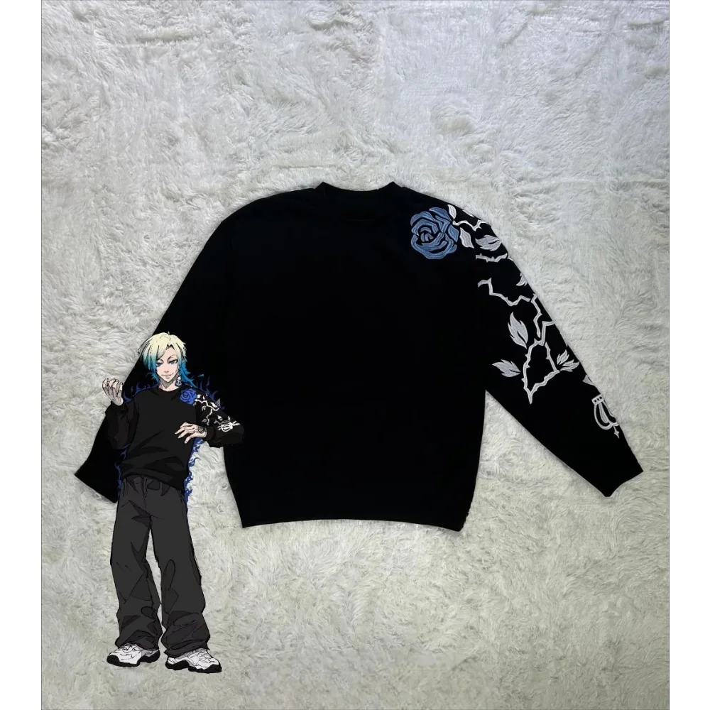 Y2K Fashion Japanese Anime Casual Pullover Long Sleeved Cartoon Caesar Unisex Loose Breathable Casual Retro Clothing