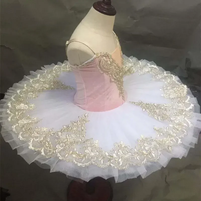 Tutu di balletto professionale in velluto rosa donne adulte bambini bambini Tutu di balletto per ragazza Pancake Tutu Ballerina Party Costume di balletto