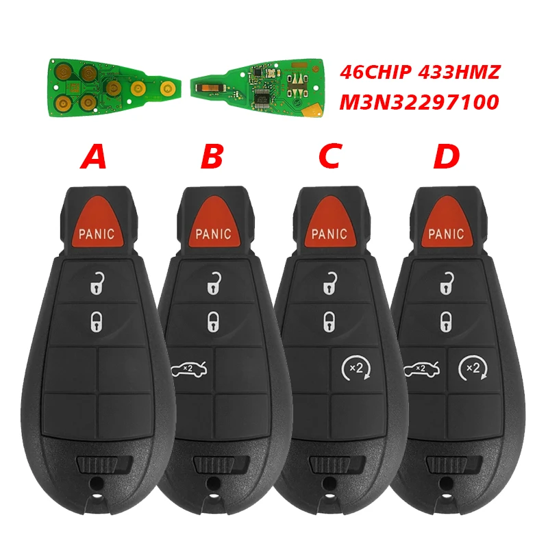 CN087014 3/4/5 Button Remote Key For 2012-2016 Dodge Dart Fobik Keyless Fob With PCF7941 46 Chip 433 HMZ M3N32297100 56046771AA