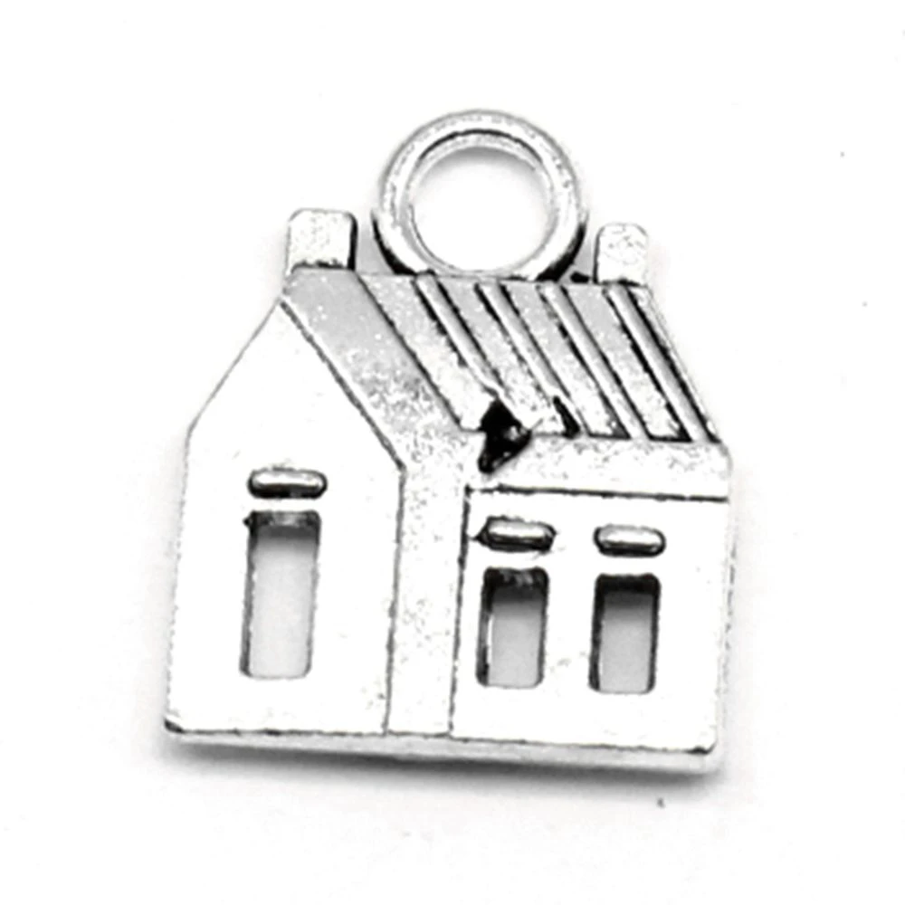 10pcs 14x17mm House Charms Pendants And Necklaces Accessori For Woman Woman Jewelri Antique Silver Color