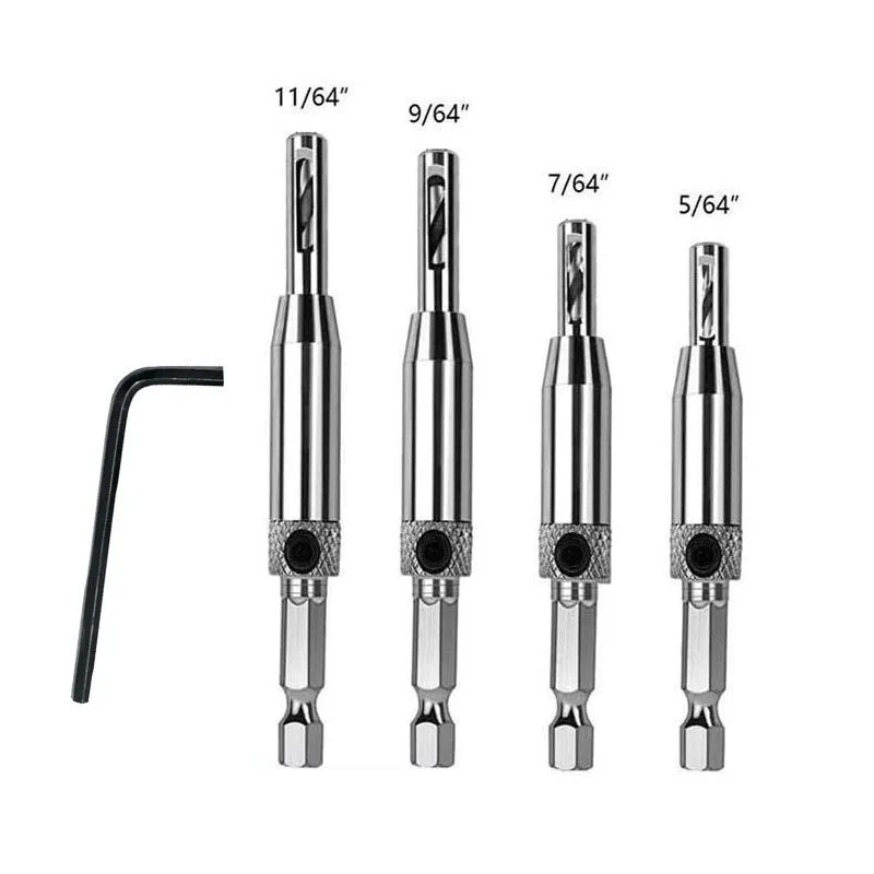 Meikela HSS Self Centering Hinge Drill Bit Door Cabinet Hinge Locating Hole Cutter Woodworking Tool 3/4/7/8PCS Center Drill Bit
