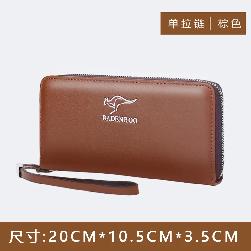 Luxury Brand Men Clutch Bag Top Pu Leather Long Purse Double Zipper Money Clip Black Business High Quality Wallet Male Handy Bag