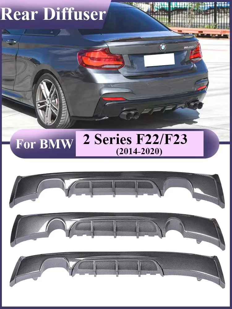 

Carbon Fiber Rear Bumper Diffuser for BMW 2 Series F22 F23 2014-2020 Gloss Black M Sport Diffusor Lip Spoiler Replacement