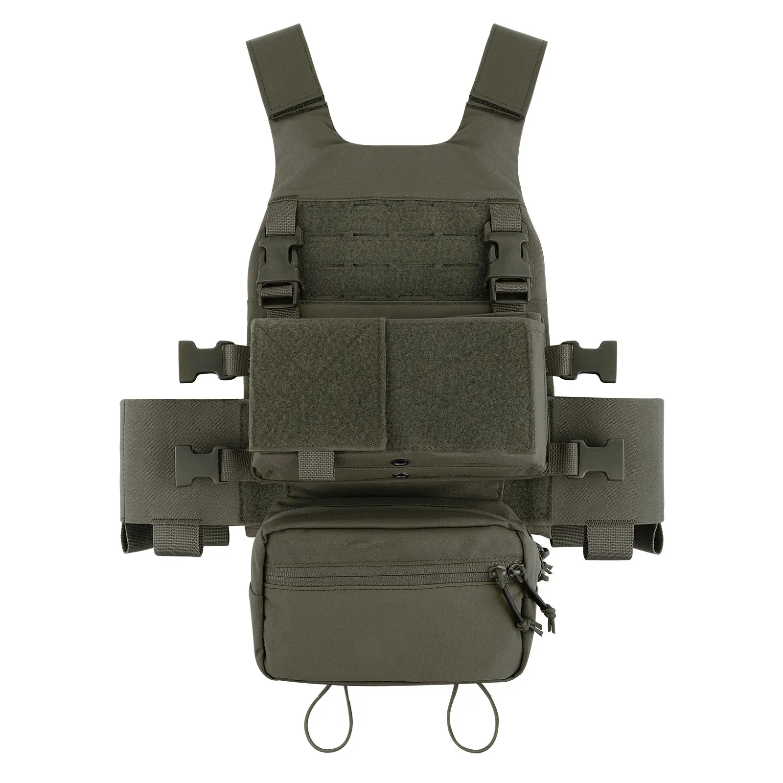 KRYDEX FCS Slickster Tactical Vest Plate Carrier Elastic Cummerbund Micro Fight MK3 MK4 Front Panel SACK Drop Pouch Ranger Green