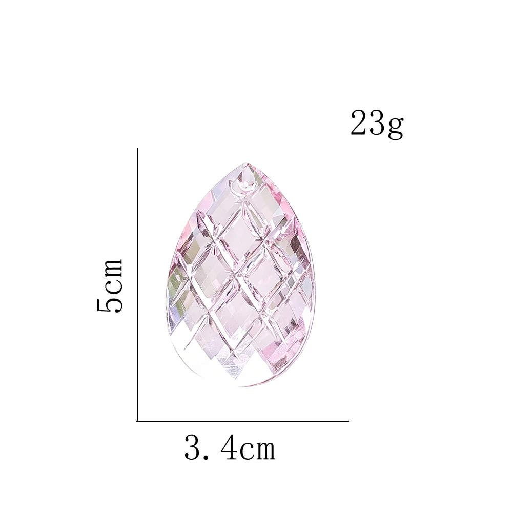 50mm Multicolored Grooved Grid Teardrop Shaped Glass Crystal Prism Pendant Sun Catcher Wedding Hotel Chandelier Decor Accessory