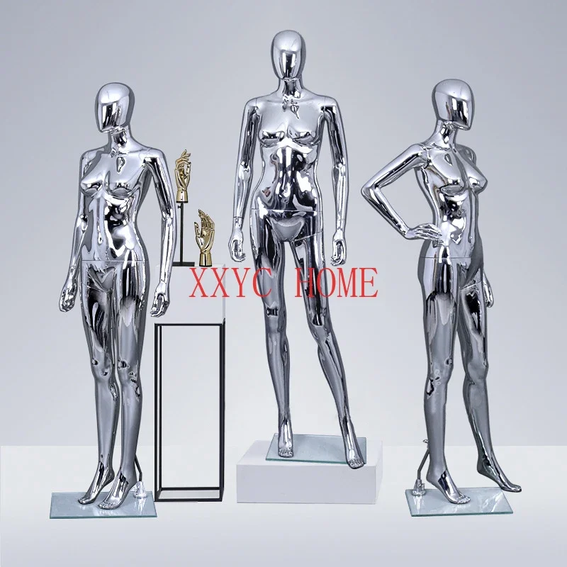 shinny silver color gold display female fashional chrome plating electroplating mannequin women