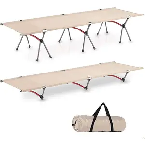 Camping Cot Portable Folding Bed Ultralight Aluminum Alloy Sleeping Cot for Outdoor Hiking Backpacking Travel