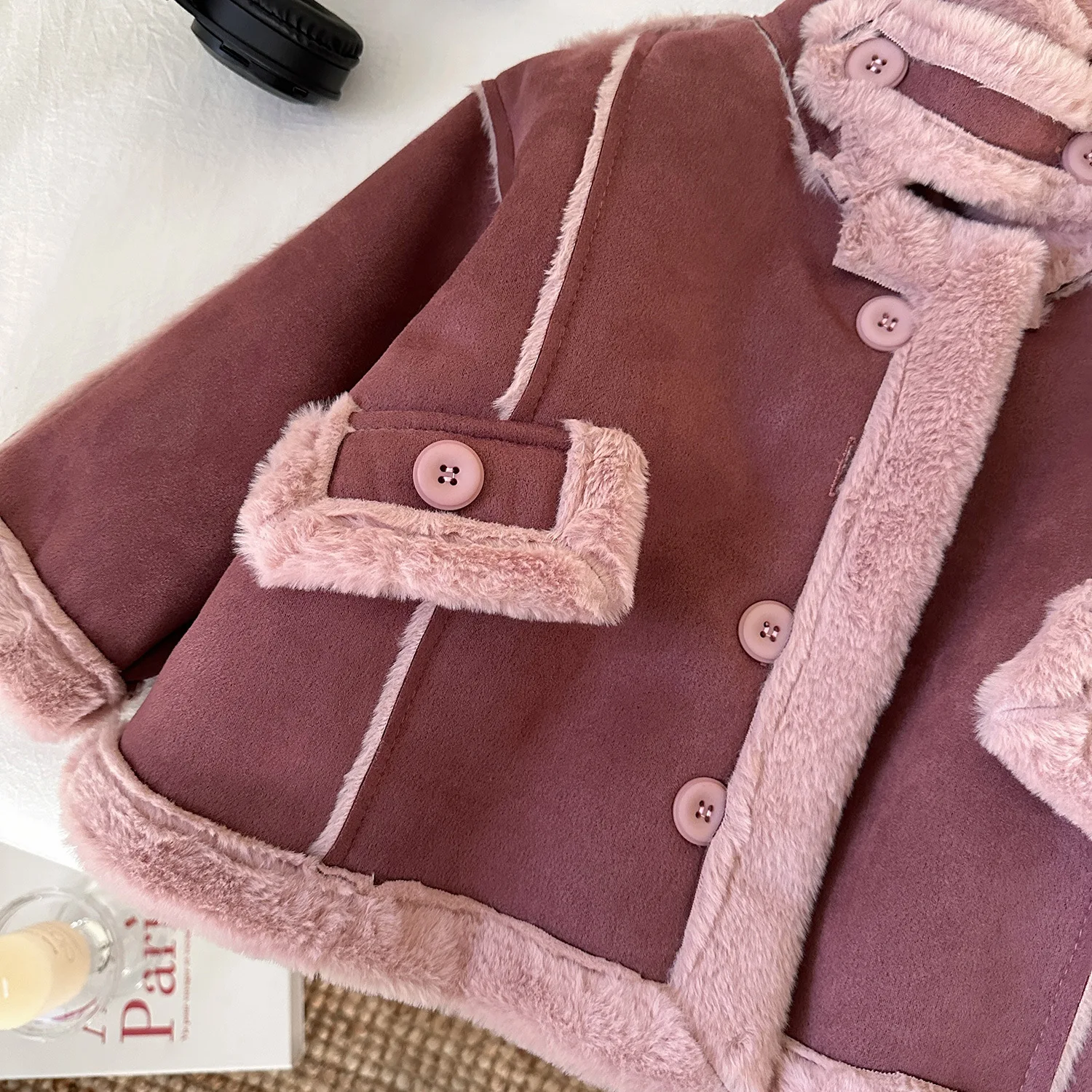 Kindermäntel Wintermantel für Kinder Fleece und Verdickter Thermomantel Pelz Einteiliger Fleece-Mantel Winterkleidung für Jungen Mädchen – Detail 5