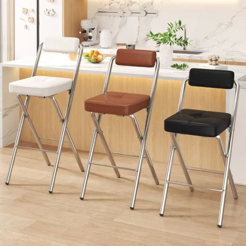 Folding Bar Chair Adult Back Chair High Stool Sitting Kitchen Cooking Front Desk High Stool Cashier Bar Chair