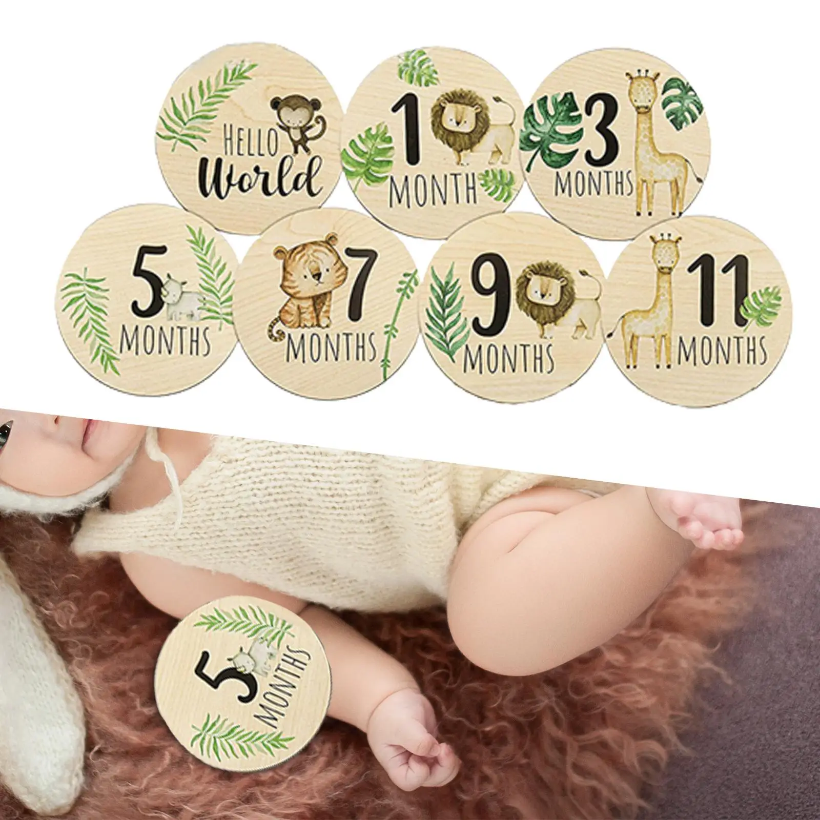 Bebê Mensal Milestone Cartões, Anúncio Cartões, Baby Meses Sinais, 7Pcs