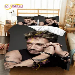 Star singer fans Bedding article Three-Piece Duvet Cover Pillowcase Johnny Hallyday Personality  bedroom Decor Soft  King Sheet