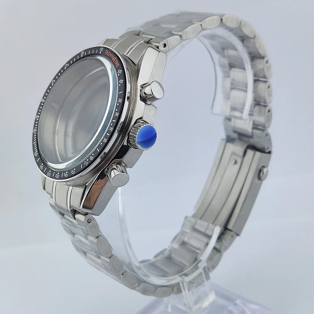 40mm VK63 Case Panda Dial Japan quartz Chronograph Case Stainless Steel Sapphire Glass Waterproof Case Fits VK63 Movement