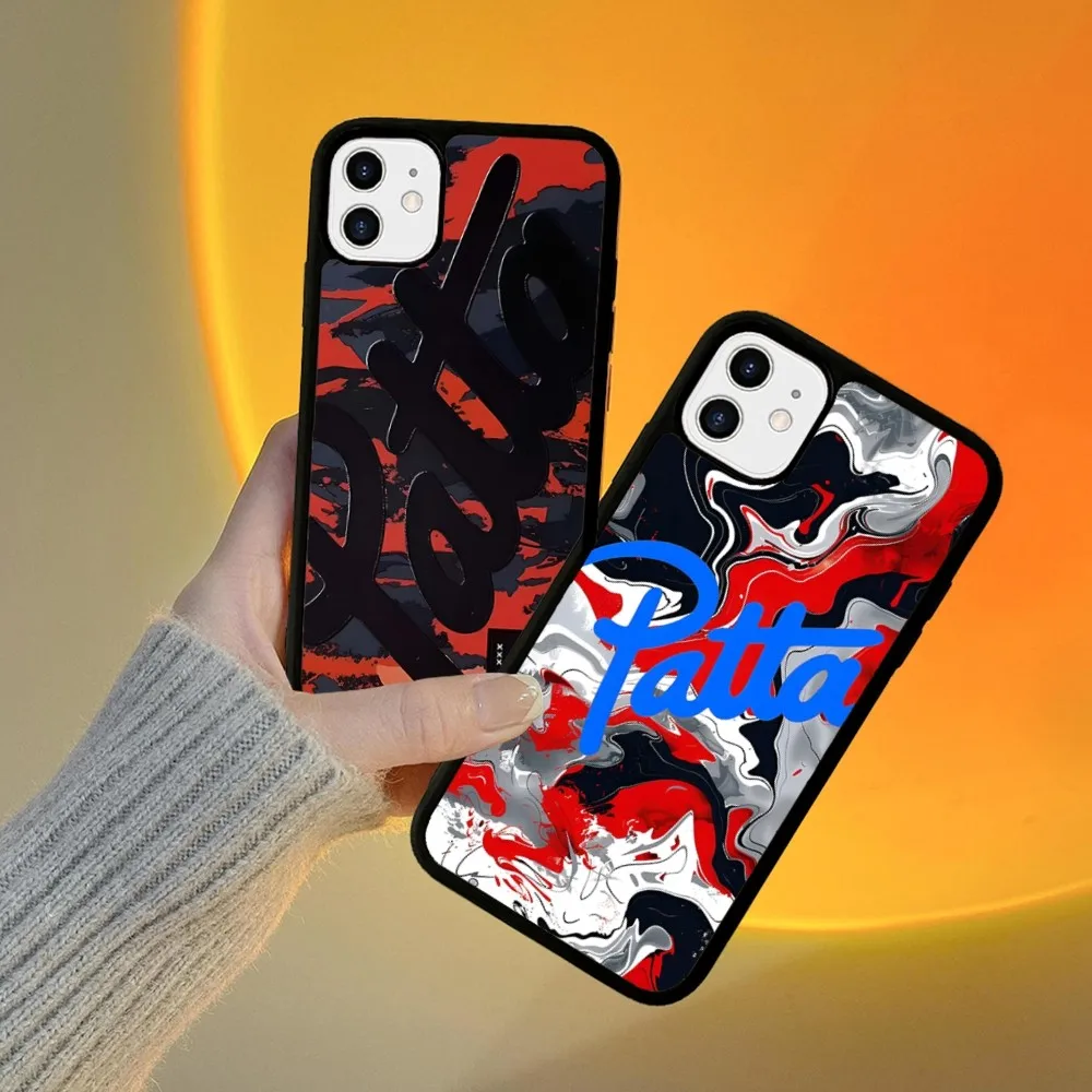 Fashion P-patta Phone Case Silicone PC+TPU For For IPhone 11 12 13 14 15 16 Plus Pro Max Cover