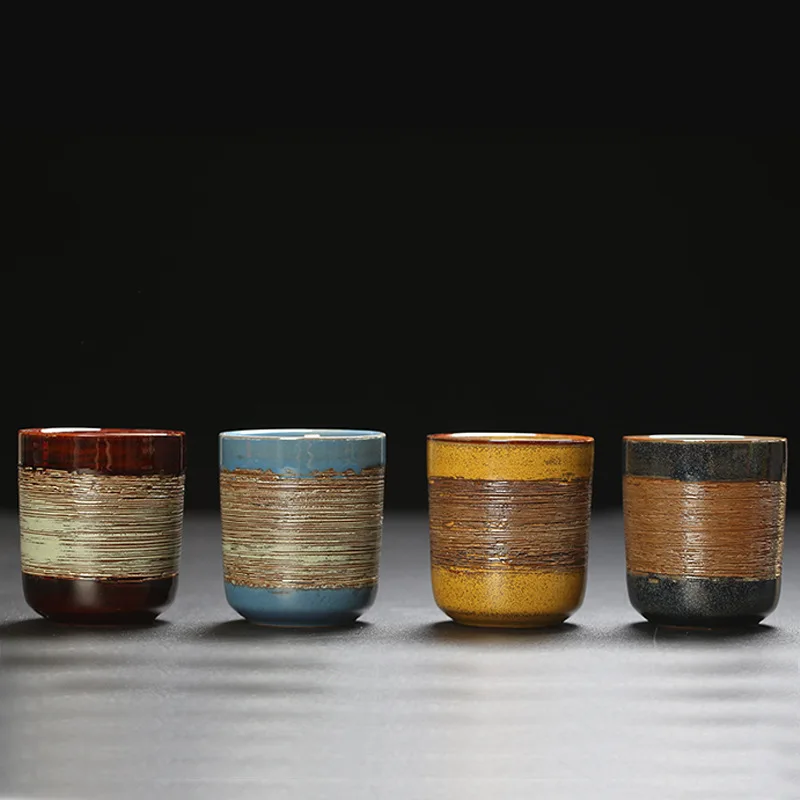 Japanese Kiln Tea Cup Creative Brushed Coffee Cup Retro Coarse Pottery Master Cup Coffee Cups Tea Cup