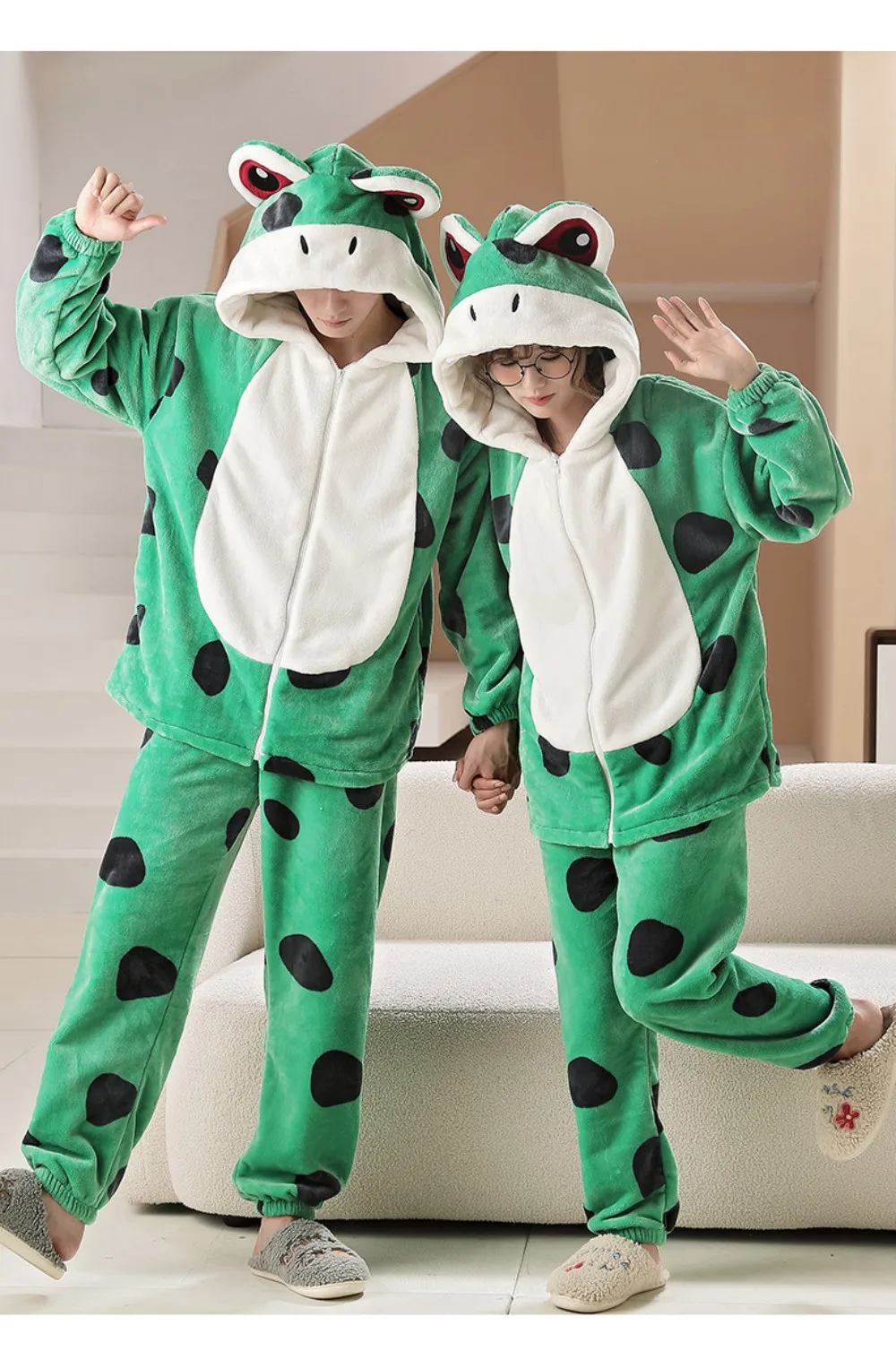 Unisex Adult Kids Halloween Costume Christmas Cosplay Two-Piece Pajamas For Women Men Boy Girl Frog Animal Party Suit Sleepwear 2