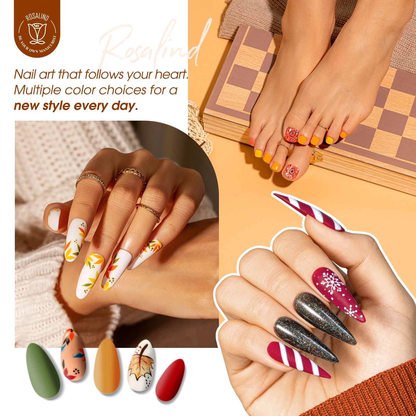 Rosalind, 23 Uds., Mini serie de esmalte de uñas en Gel, colores rojo y naranja, barniz híbrido, suministros para uñas, Base de Gel UV, capa superior, arte de uñas