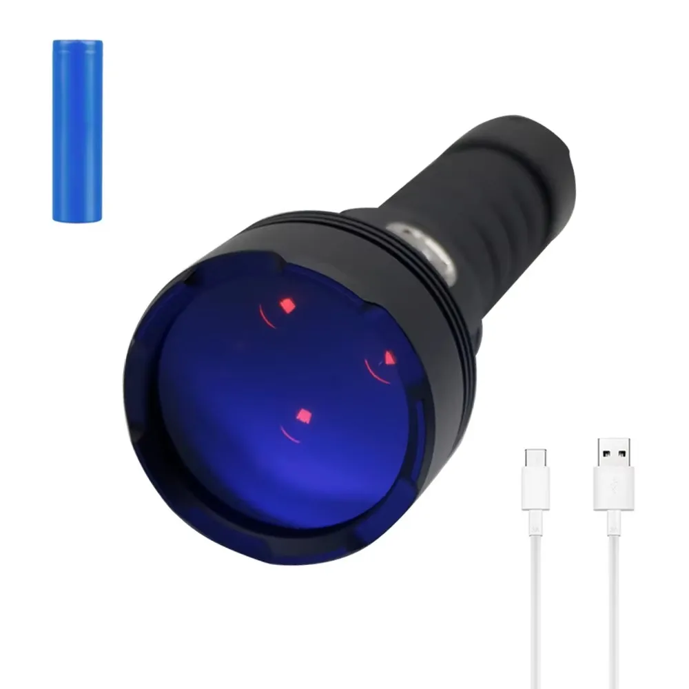 

Professional 365nm UV LED Flashlight Rock Black Light High Output with Type C Rechargeable 21700