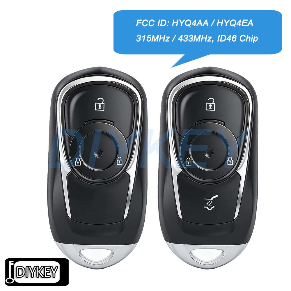 

2 / 3 Buttons Smart Remote Key Fob 315MHz 433MHz ID46 Chip for Opel Astra K Insignia 2016 -2021 for Buick FCC ID: HYQ4AA HYQ4EA