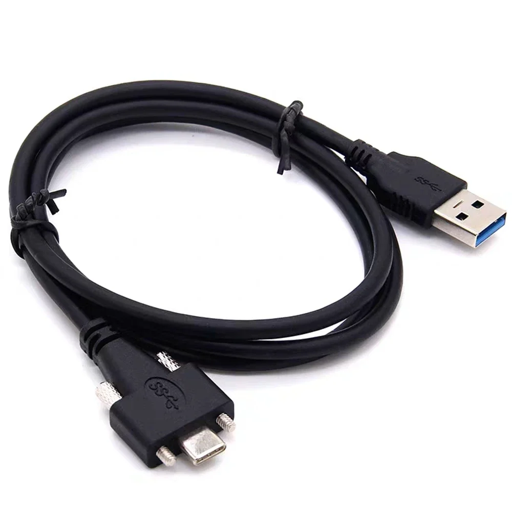 

USB3.0 elbow type-C charging data cable with screw adjustable lock panel industrial phase USB3.1 high-speed tablet VR