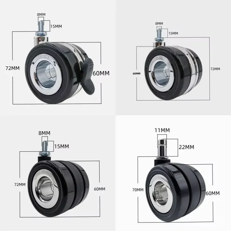 5 Pcs Electroplated Hollow Casters - Anti-tangle Screw Rod Wheel For Office & Gaming Chairs