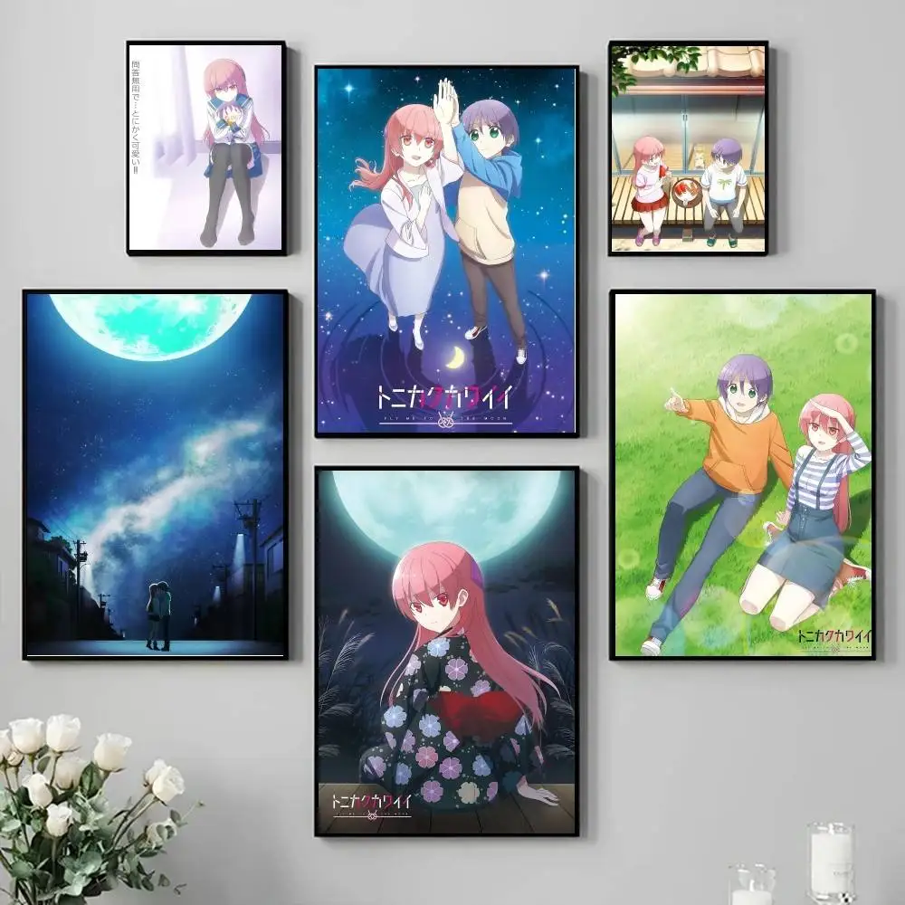 Classic Anime F-Fly M-Me to the Moon Manga Poster Self-adhesive Art Waterproof Paper Sticker Coffee House Bar Room Wall Decor
