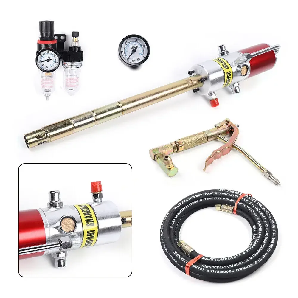 

​ ​ Насос для смазки высокого давления, ход 35 мм, вес 4,2 кг, питание от воздуха со шлангом 4 м, универсальный пистолет для использования в гараже ​ ​