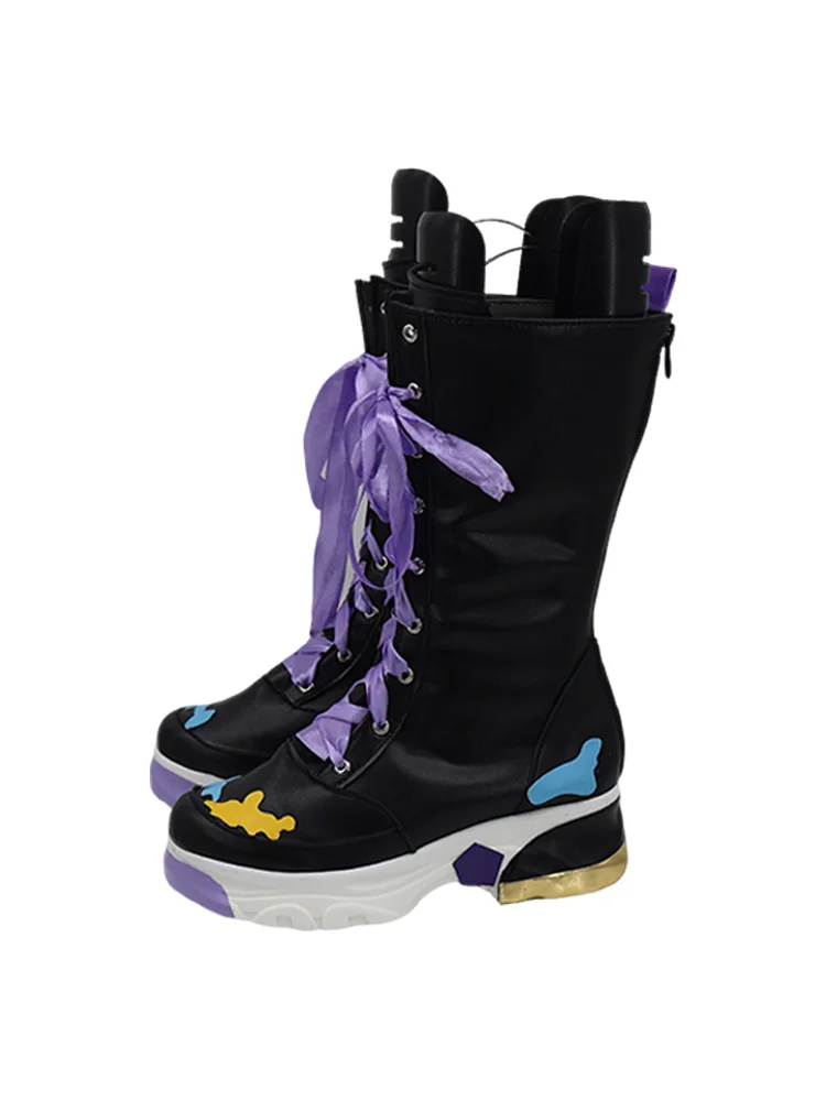 Game Genshin Impact Wanderer Scaramouche Cosplay Schoenen Laarzen Halloween Party Zwarte Laarzen