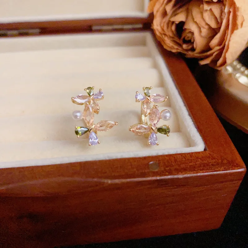 

Korean Thick 14k Gold plated Butterfly High Imitation Pearl Drop Earrings For Women Wedding Elegant Fashion Jewelry Wholesale