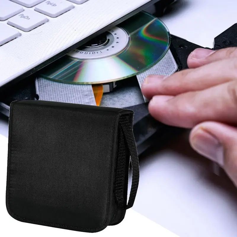 CDs Case Holder 40 Capacity CDs Wallet Holder Disc Storage Organizer Portable Zipper Booklet Album In Oxford Cloth For Travel