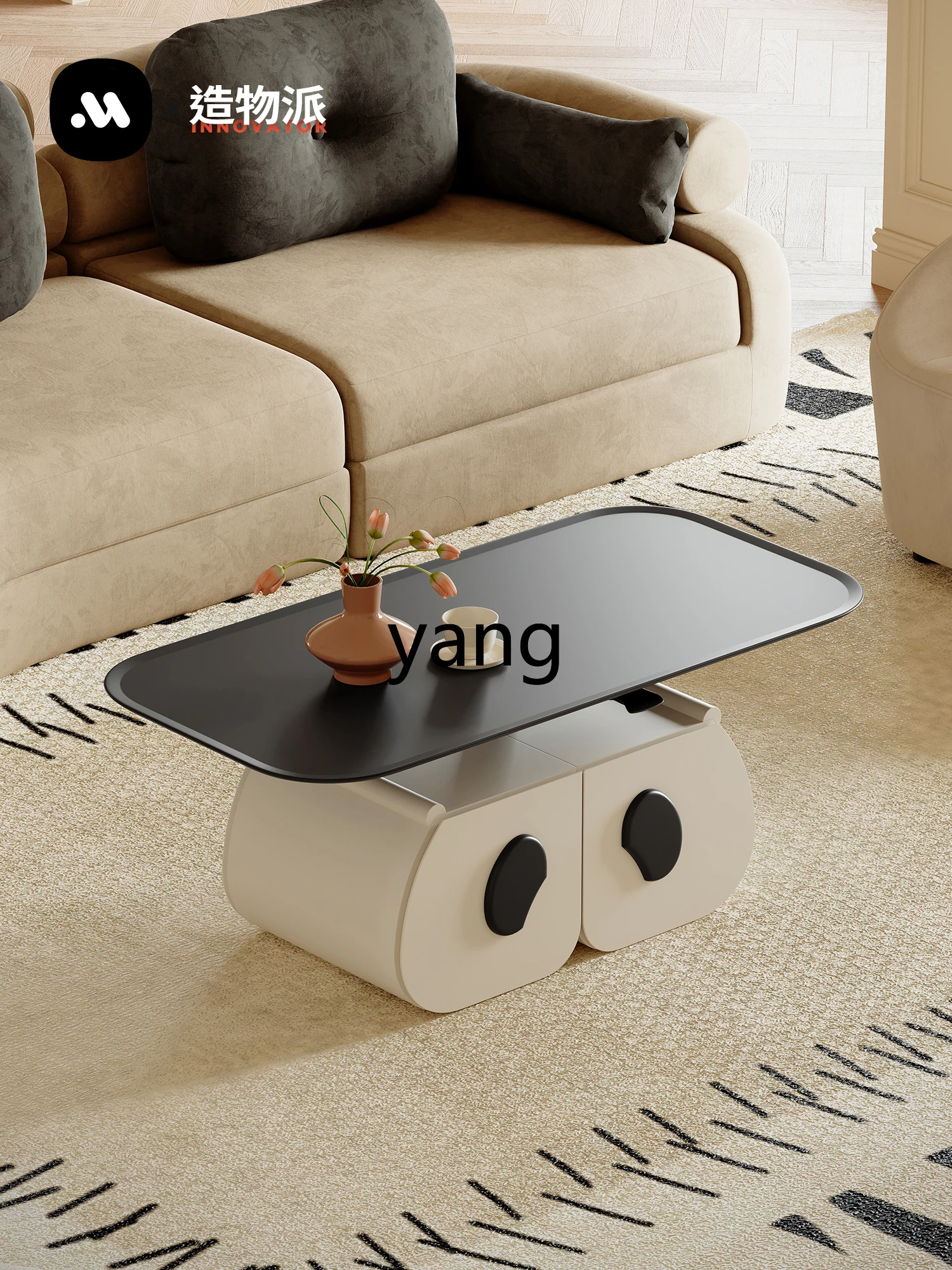 LXL Creative Personality Small Apartment Can Rise and Fall Coffee Table Double-Use