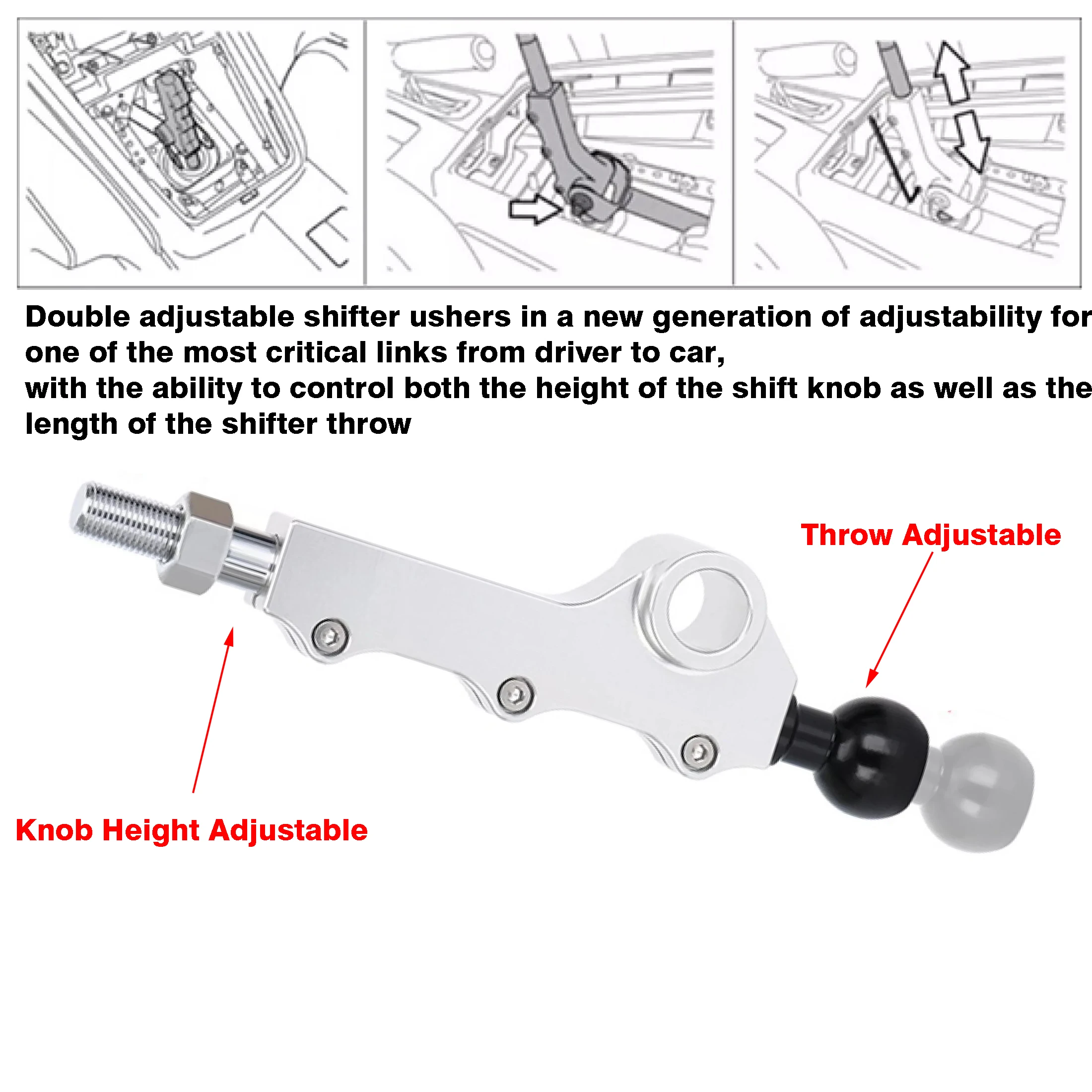 Subaru Double Adjustable Shifter Short Height Throw Gear Shift Lever For WRX STI 2008-2014 Vehicle Accessories subassembly