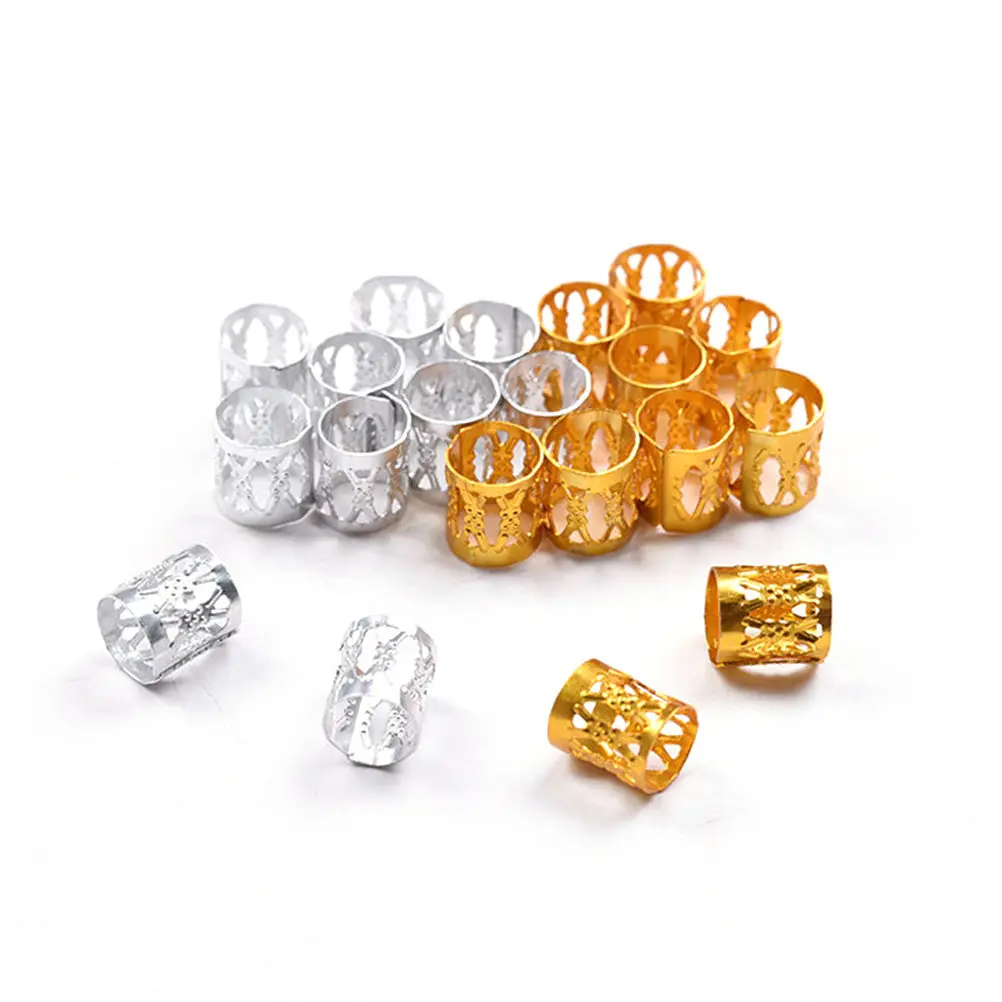 300Pcs Aluminum Dreadlock Hair Cuffs Hollow Filigree Tubes Durable Lightweight Hair Braid Rings for Braiding Dreadlocks Festival